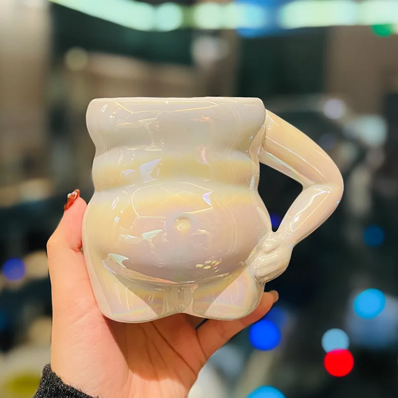 400ml Ceramic Creativity Personality Funny Fat Belly Shape Cup For Girl Boy Friends Mug Weight Loss Water Cup 5 Color Available