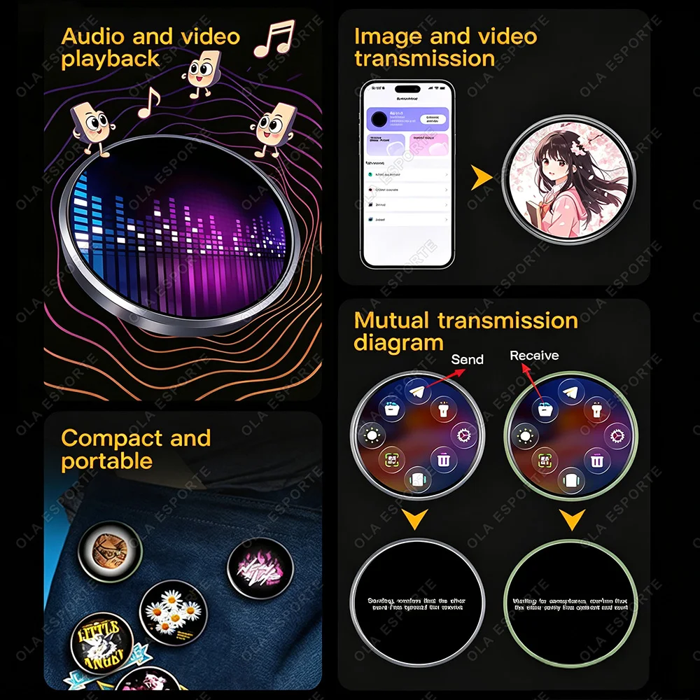 Anime E-Badge Display Pin Dynamic Electronic Badge Anime Merchandise Digital Display Badge Dynamic Gift For Otaku Fans Friends