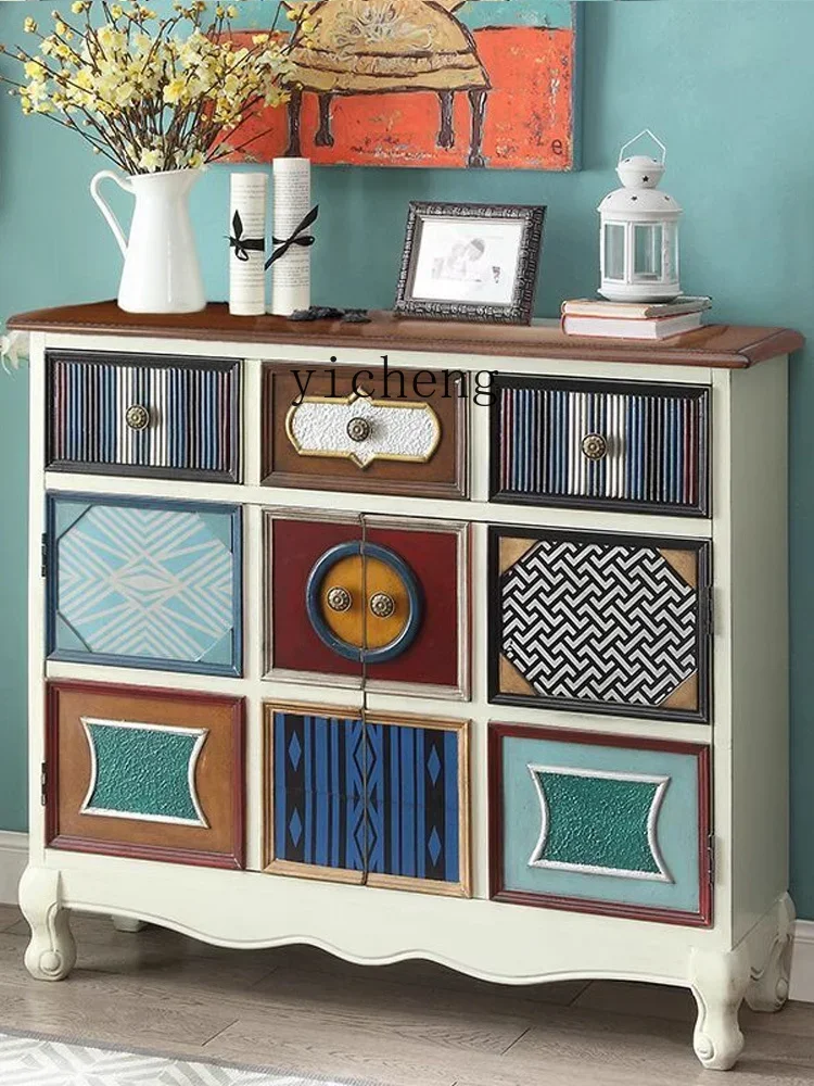 

TQH Solid Wood Porch Modern Shoe Cabinet Chest of Drawers Home Storage Locker Furniture Complete