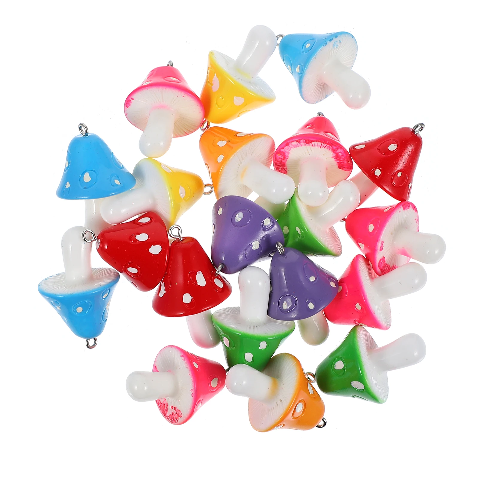 

20 pcs Colorful Mushroom Keychain Pendants Resin Material Durable Practical Hanging Jewelry Accessories Creative Decorative