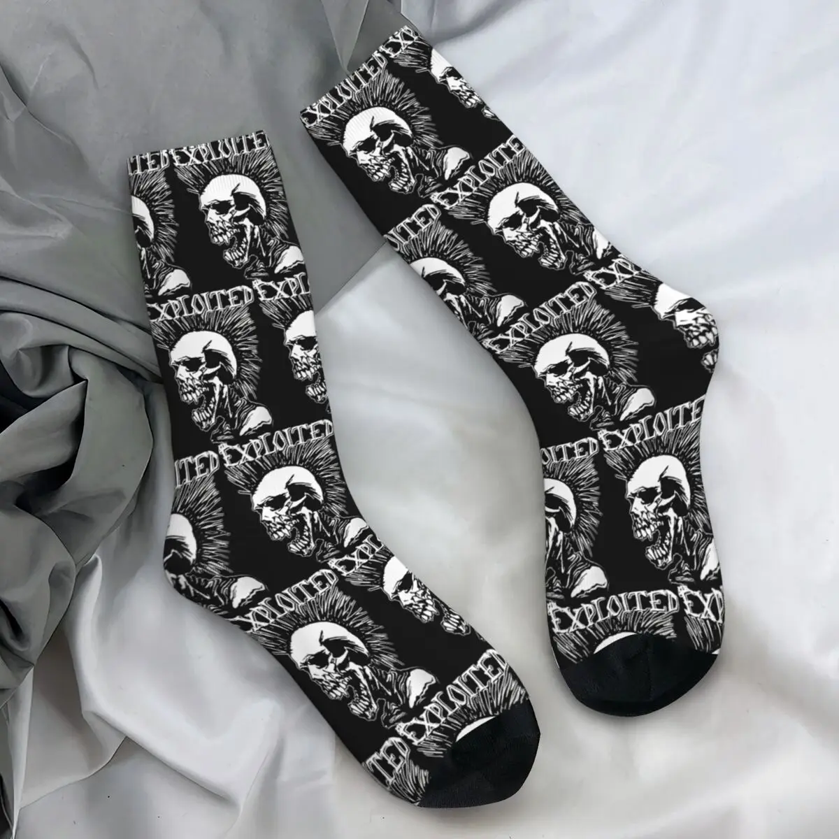 The Exploited Rock Punk Music Band Stockings Custom Casual Socks Spring Non Skid Socks Men Outdoor Sports Comfortable Socks