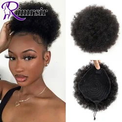 Rimrsir Afro Puff coda di cavallo capelli umani panino brasiliano crespo ricci coulisse coda di cavallo capelli naturali estensioni Chignon dei capelli umani