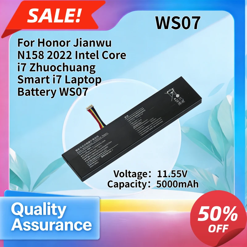 WS07 5000mAh High Quality Laptop Battery Compatible with Honor Jianwu N158 2022 Smart i7 Series