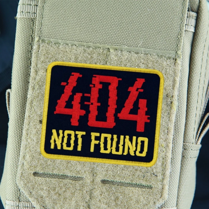 404 Not Found Embroidery Hook and Loop Patches Funny Signalless Patch Military Morale Badge Tactical Backpack Stickers Emblems