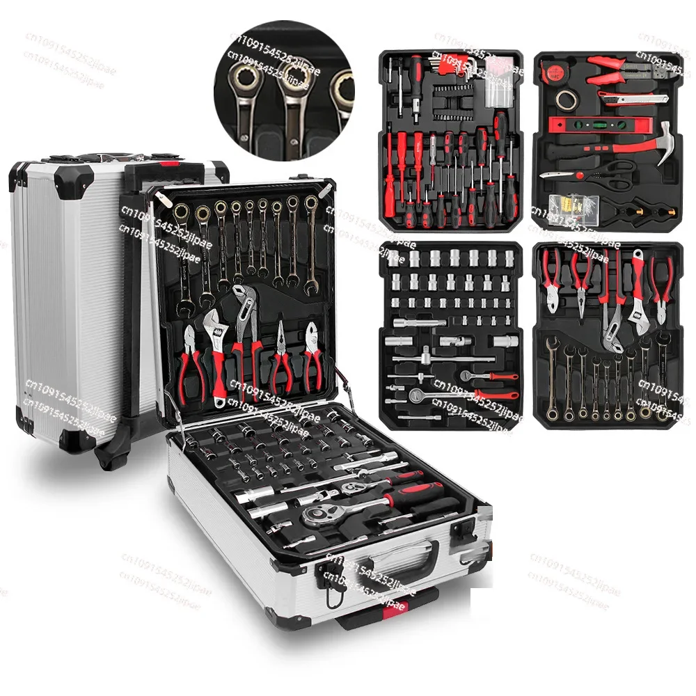 187-Piece Tool Set, with Nickel-plated Wrench, Suitcase Set Box, Easy To Carry