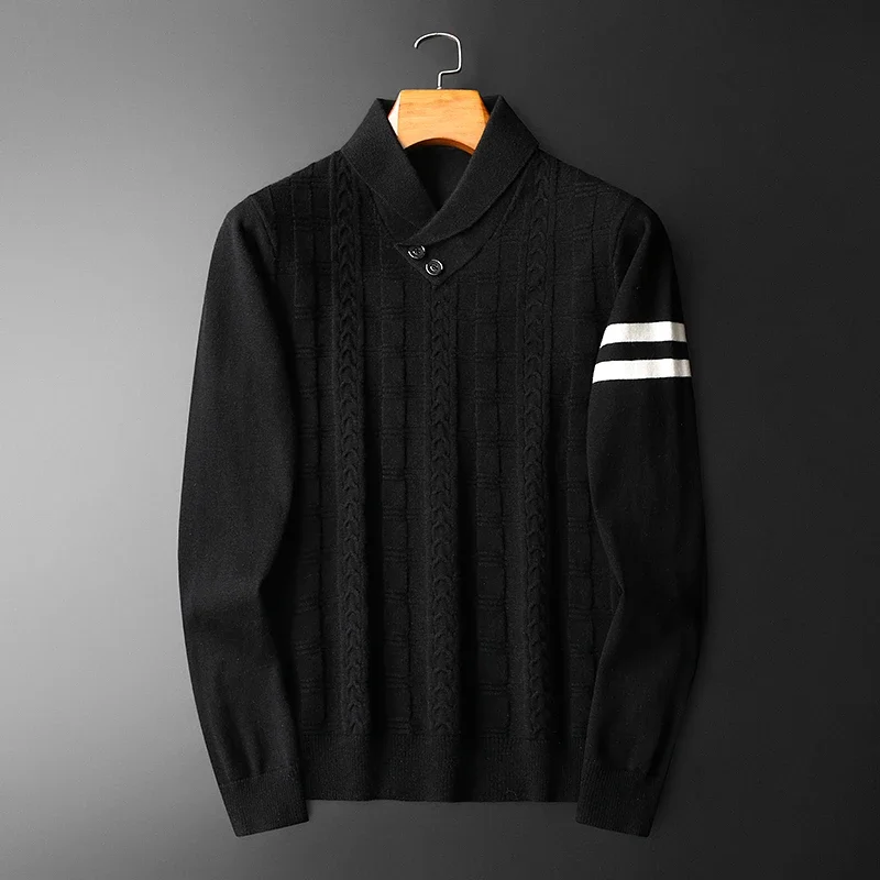 Minglu Wool Men's Sweaters High Quality Long Sleeve V Collar Solid Color Autumn Winter Computer Knitted Male Sweaters 4XL