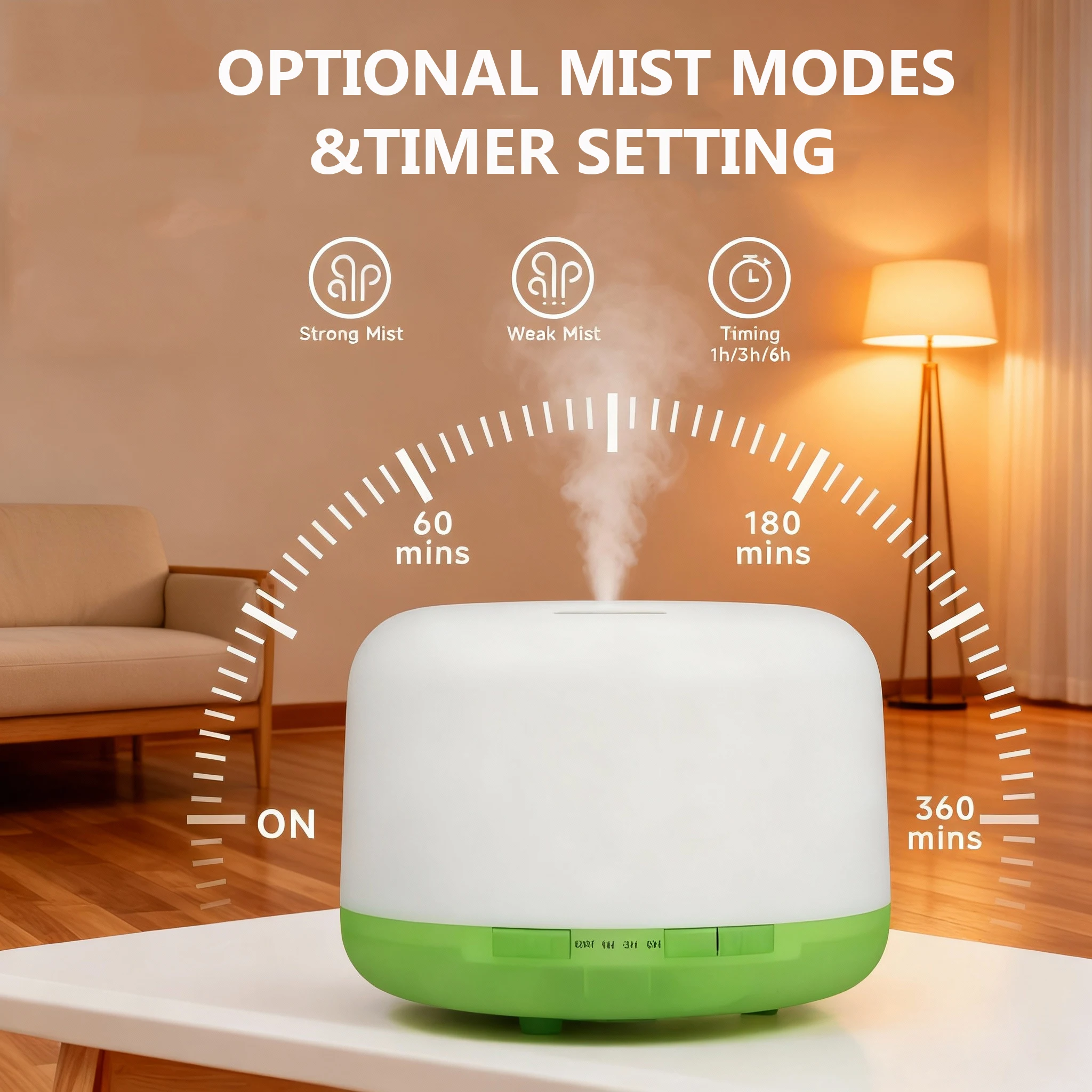 500ml Ultrasonic Air Humidifier Bedroom Aroma Diffuser with Remote Control, Auto-off and 7 Colors Light Bedside Table Light