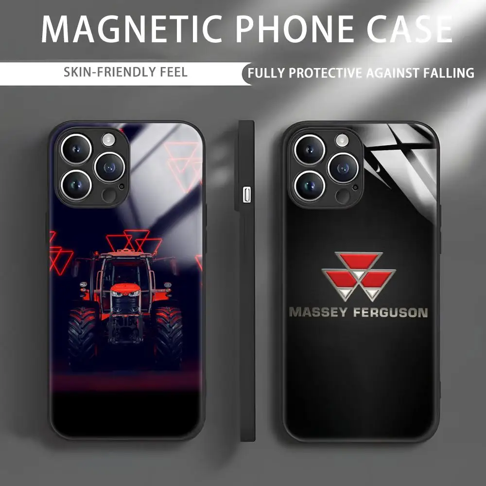 

red-Massey Ferguson tractor Phone Case For iPhone 15 14 13 12 11 X XR XS XSMAX 8 7 Plus Mini Pro Max Glass Magnetic Phone Case