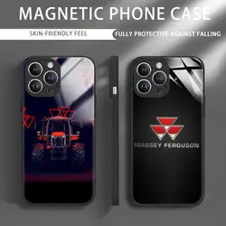 red-Massey Ferguson tractor Phone Case For iPhone 15 14 13 12 11 X XR XS XSMAX 8 7 Plus Mini Pro Max Glass Magnetic Phone Case