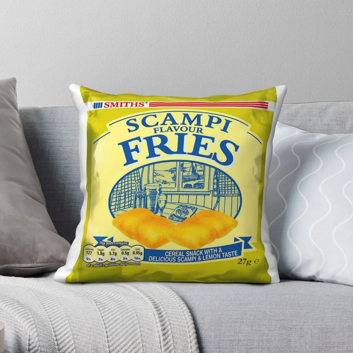 Scampi Fries Pillowcase Polyester Linen Velvet Printed Zip Decor Pillow Case Room Cushion Cover Wholesale