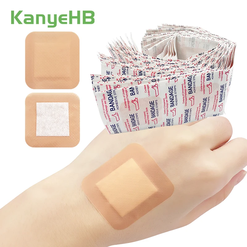 

100Pcs Square Adhesive Bandages First Aid Sterile Medical Breathable Woundplast Antibacterial Dressing Disposable Plaster A1584