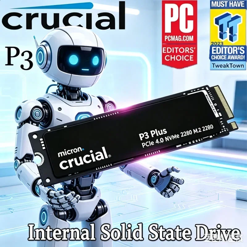 SSD Crucial P3 Plus M.2 NVMe Pacote OEM 500GB 1TB 2TB PCIe Gen4 3D NAND 2280 Unidade de Estado Sólido Interna