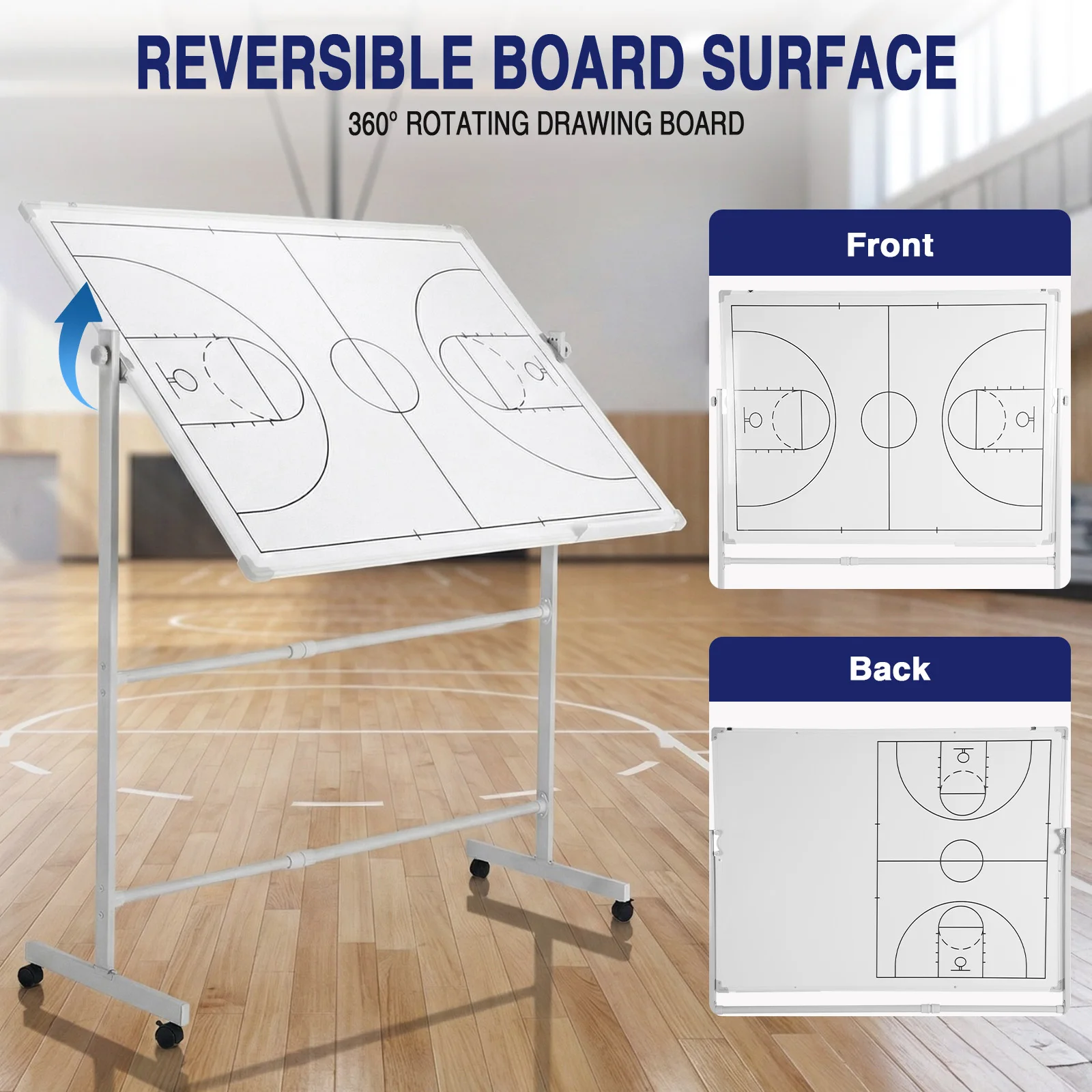 

Double-Sided Soccer Coaching Board 360 Degree Reversible Soccer Board Height Adjustable with Magnets Pen & Eraser for Coaches