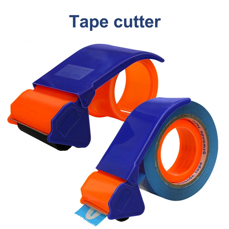 موزع أشرطة لاصقة لسطح المكتب - قاطعة أشرطة شديدة التحمل باللون الأرجواني/الأصفر للمكتب والمنزل والتغليف