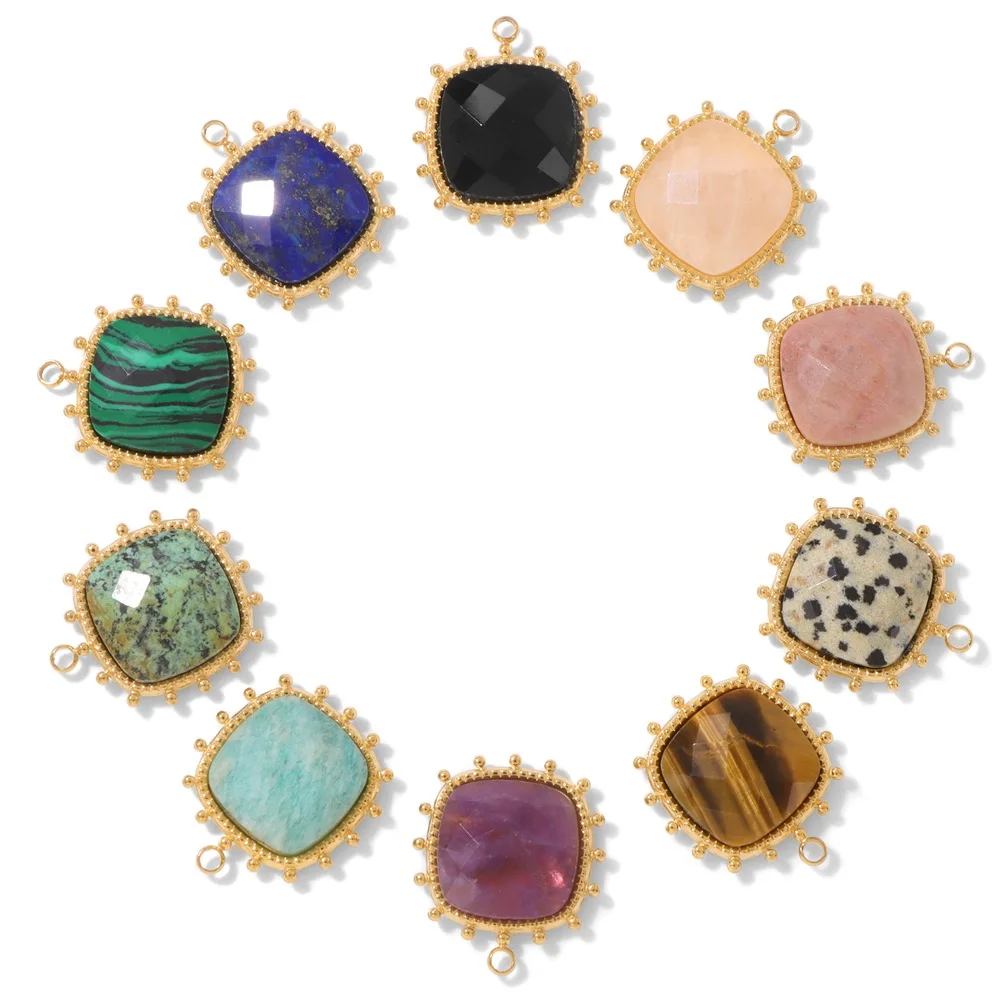 

1 шт. 19 мм натуральный квадратный камень кулон обсидиан тигровый глаз аметисты подвески подвески исцеление Рейки йога камень для изготовления DIY