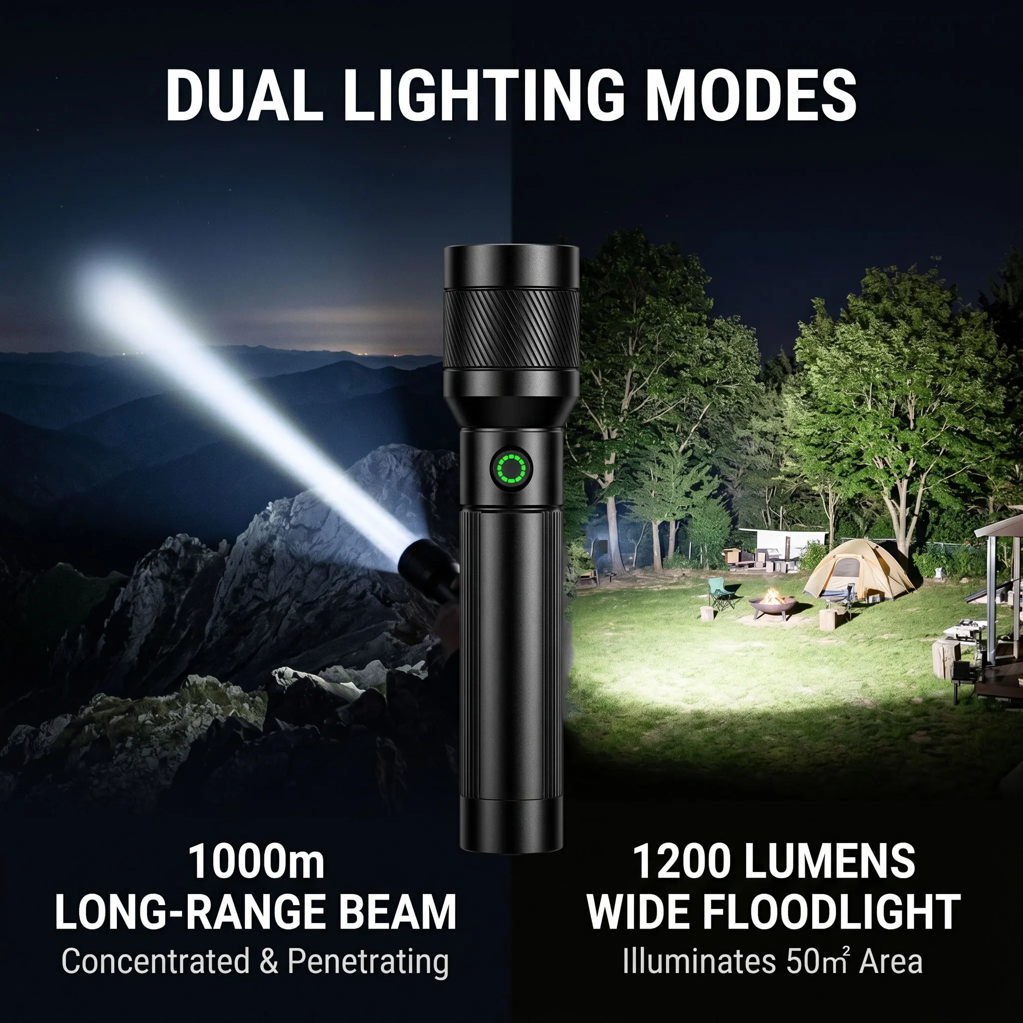 Portable Zoomable LED Flashlights 1200LM Torch Light IPX6 Waterproof Outdoor Camping Home Emergency Hand Held Lighting Lamp