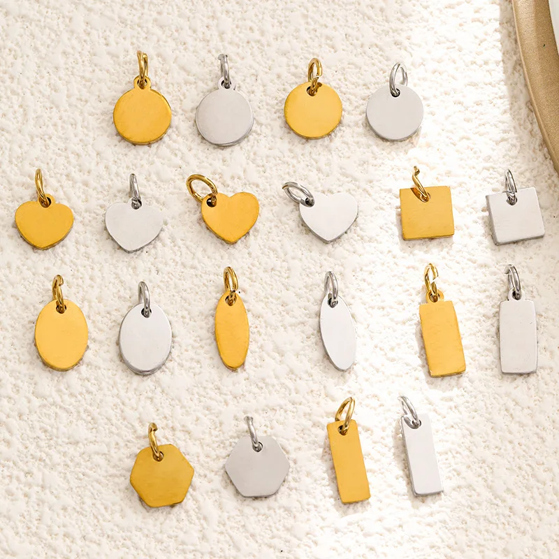 1 Pc Blank Stainless Steel Keychain Charms Heart/Round/Rectangle/Oval Charm DIY  Jewelry Making Accessory