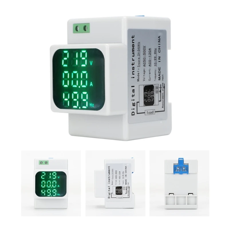 Din Rail Voltmeter Ammeter Hertz AC60-500V 1-100A Voltage Amp Tester Detector Voltage Current Frequency Meter Drop Shipping