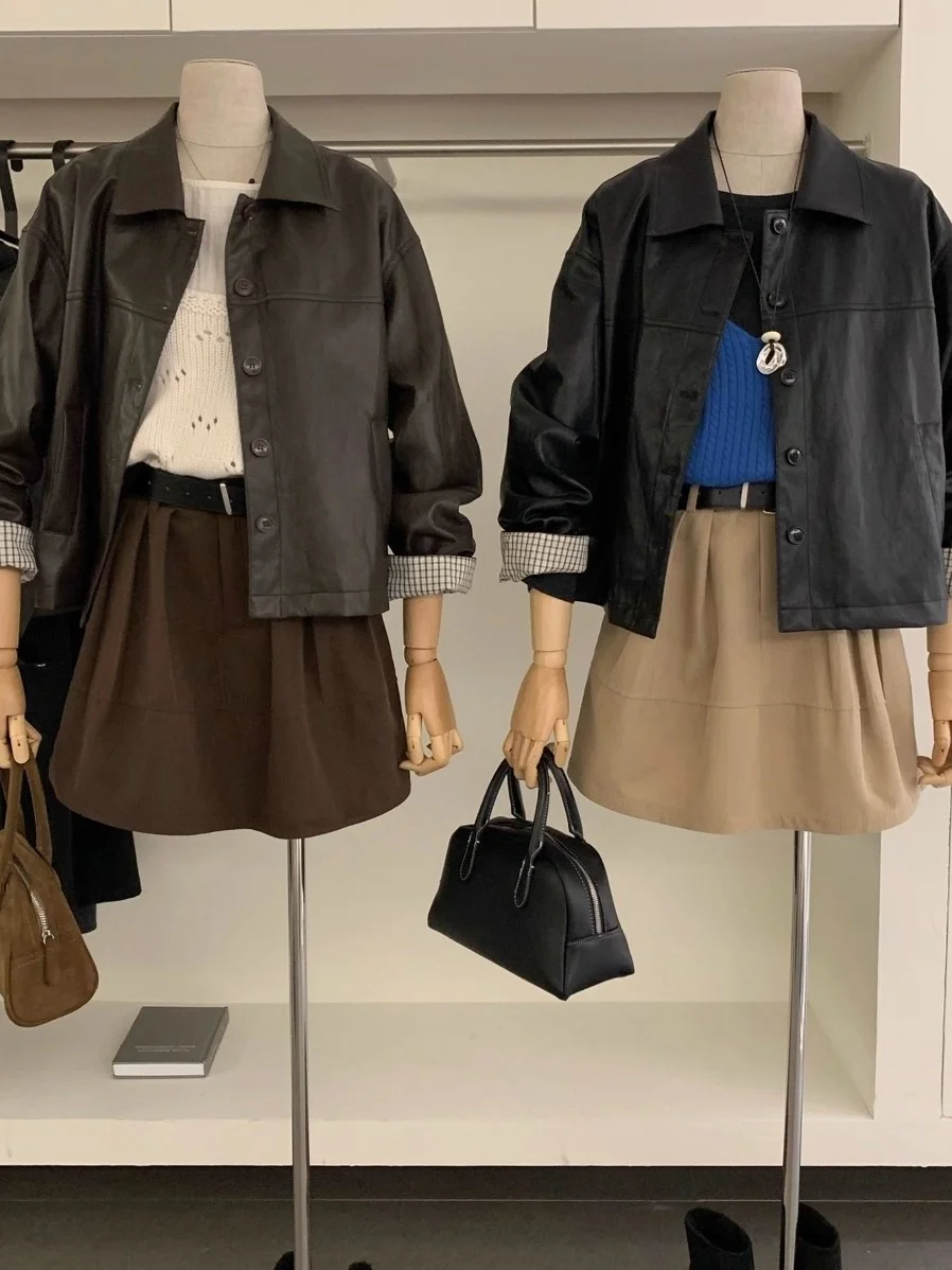 

Мужская кожаная куртка большого размера 300 Pou, осенне-зимняя, в клетку, универсальная, уникальный американский ретро-дизайн, модная