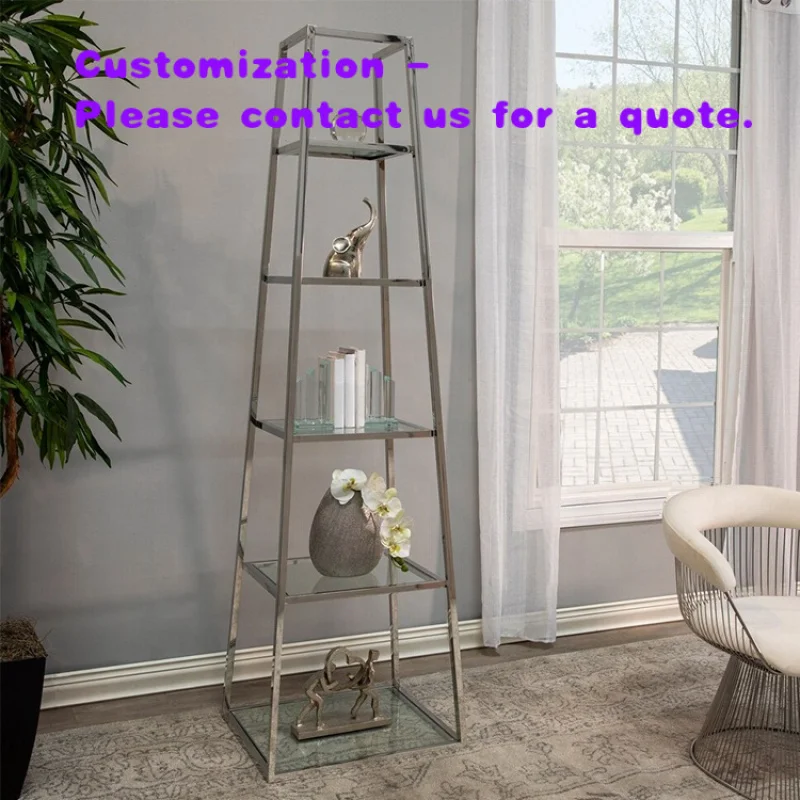 

custom.Custom 2026 Modern Style Home Office Bookshelf Simple Glass Top with Stainless Steel Frame Living Room Workshop Decor