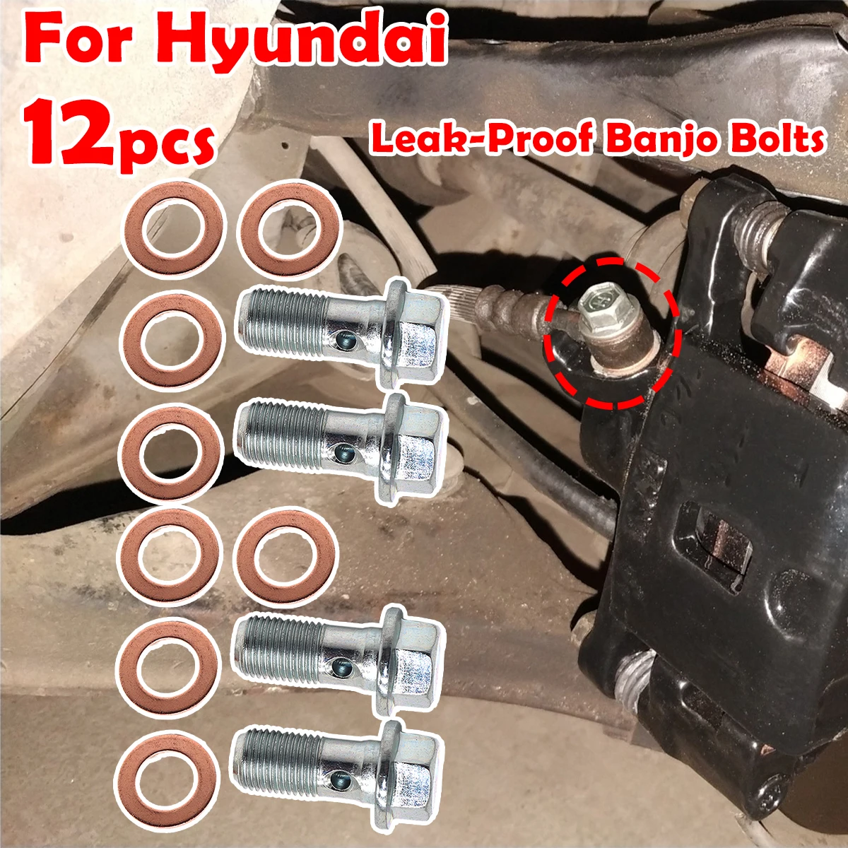 

2kit Front Left Right Caliper Hose Lines Banjo Fittings Bolts Sealing Washers For Hyundai Getz 2001 2002 2003 2004 2005-2010