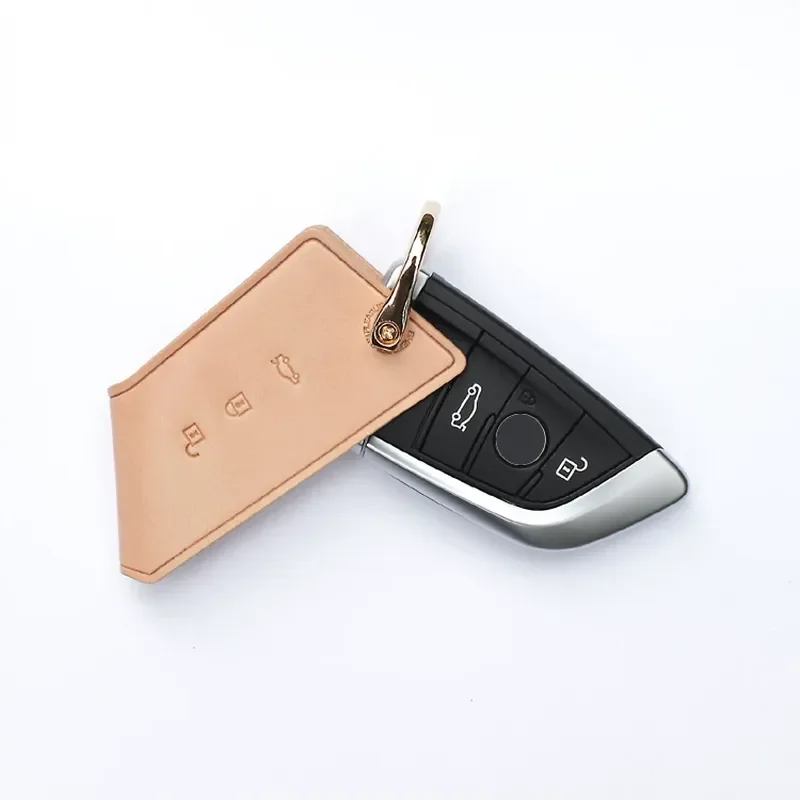 for HJKL Vegetable Tanned Leather Key Case for BMW 5 Series 7 Series 2 Series X1 X5 with Rotary Keychain