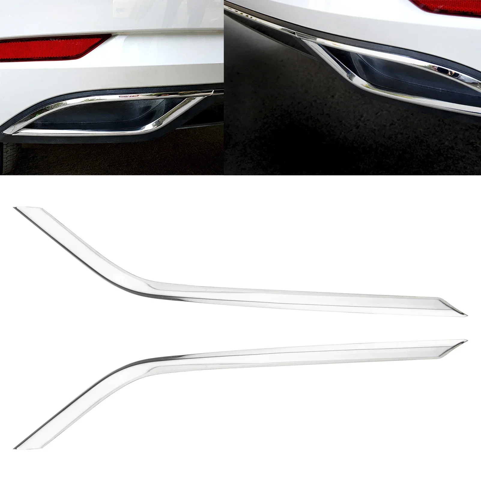 1 Pair Rear Bumper Trim Bezels Stainless Steel Chrome Left and Right Side For Golf Mk7 VII 5-door sedan 2018