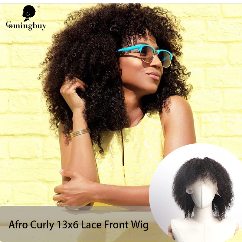 

Afro Curly Human Hair 13X6 Lace Front Wig Mongolian 4B 4C Afro Kinky Curly Lace Hair Wig For Blacks Transparent Remy Hair Virgin