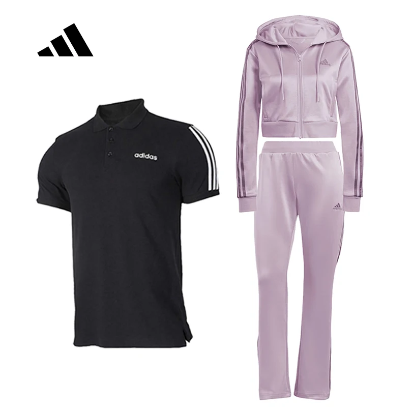 Conjunto Deportivo Adidas para Mujer, Sudadera con Capucha, Corte Ajustado, GLAM TRACK SUIT y Polo Deportivo Casual de Manga Corta IS0914 EJ0927