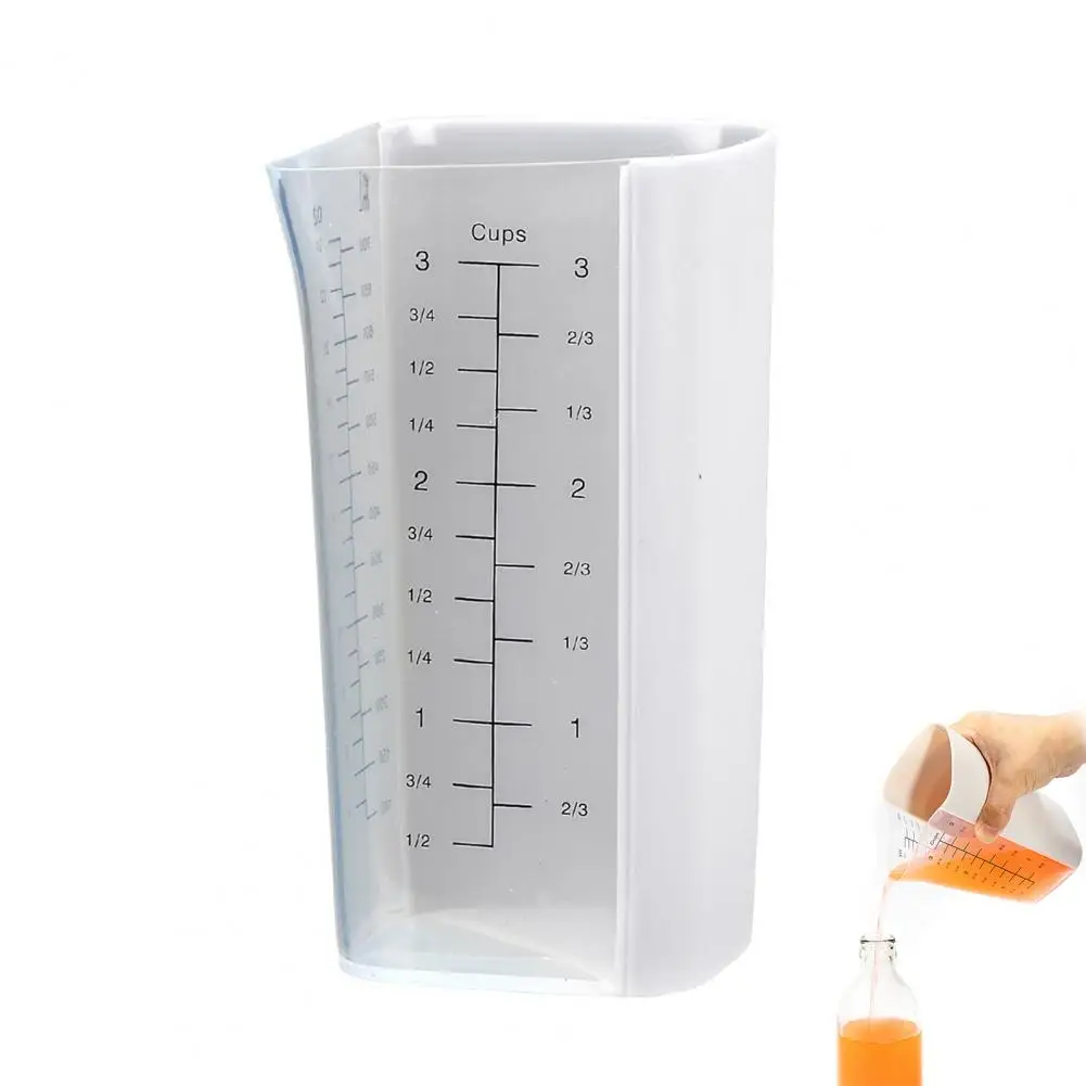 Read Measuring Cup Back Measuring Cup Silicone Measuring Cup with Dual Scale Flexible Spout Baking Tool High-temperature