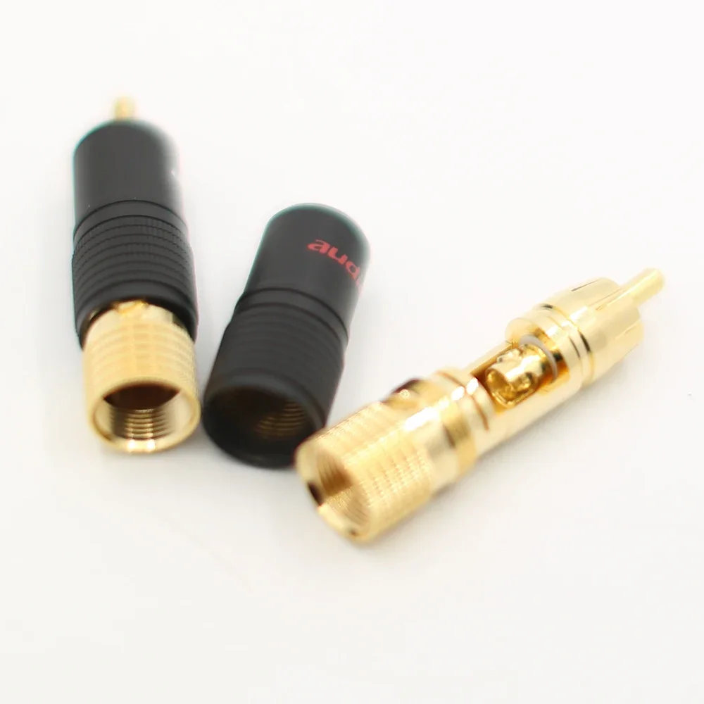 Audiocrast 24K chapado en oro tornillo de bloqueo RCA enchufe Cable de audio conector de altavoz bloqueable ajustable