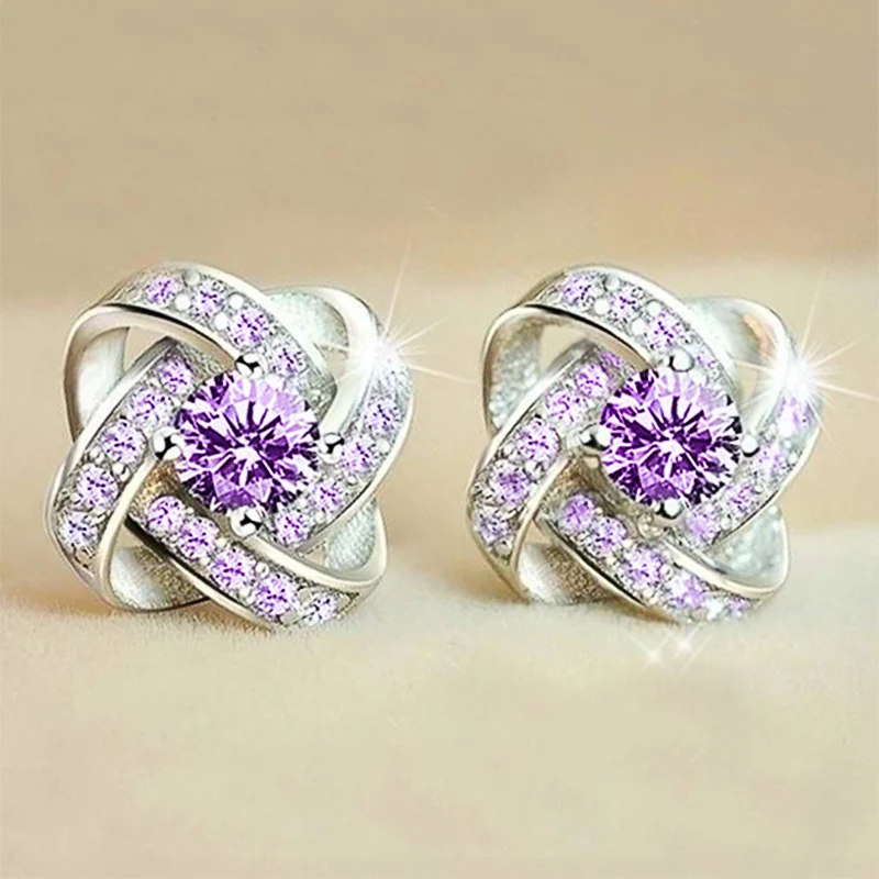 Huitan Elegant Lady Aesthetic Stud Earrings with Brilliant Zirconia Graceful Jewelry for Engagement Ceremony Chic Accessories image 2