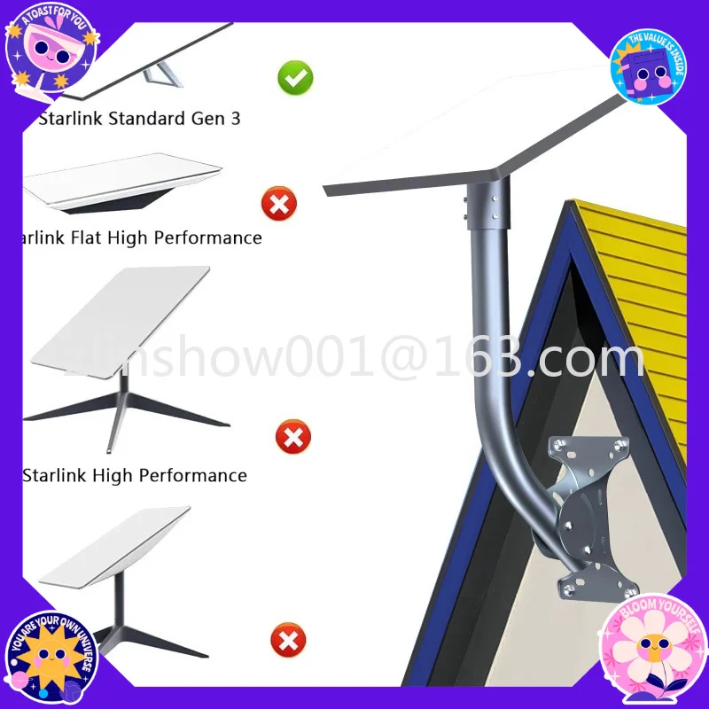 Flat Pole Adapter Bracket for 3 V3 V4, Adjustable Roof & Wall Mount Stand Accessories for  Antenna