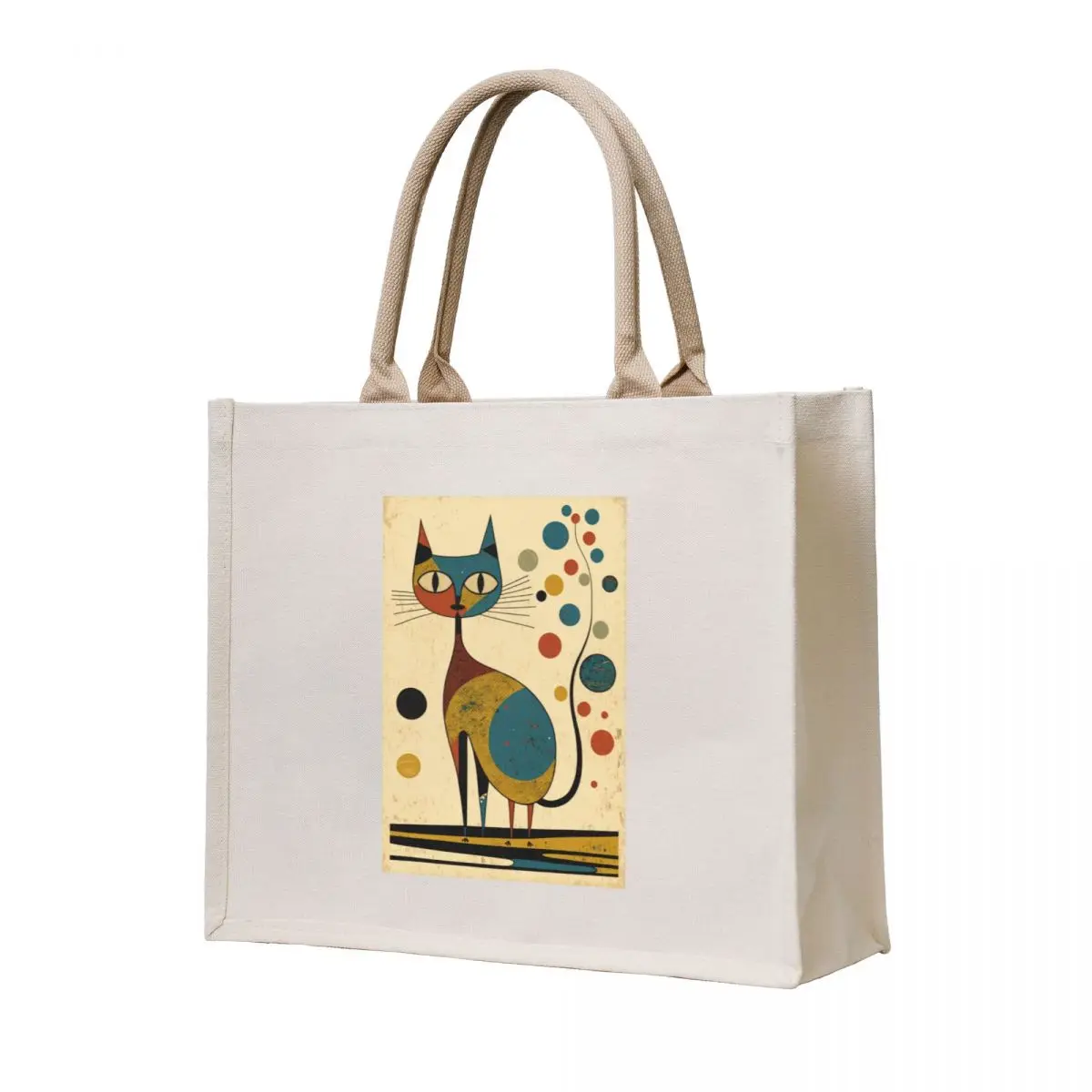 

Mid Century Cat 17 Abstract Art Print Painting Wall Decor Tote Bag supermarket folding bag cute tote bag Cloth bags