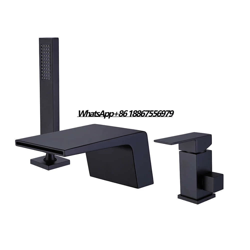 

Hot Cold Brass Waterfall Water Outlet for Bathtub Three-Piece Set Separates Bathroom Shower Faucets for Hotels Brushed Surface