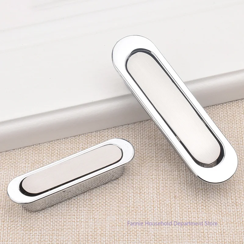Hidden Door Handles Zinc Alloy Recessed Flush Pull Cover Floor Cabinet Handle Silver Black Furniture Handle Hardware