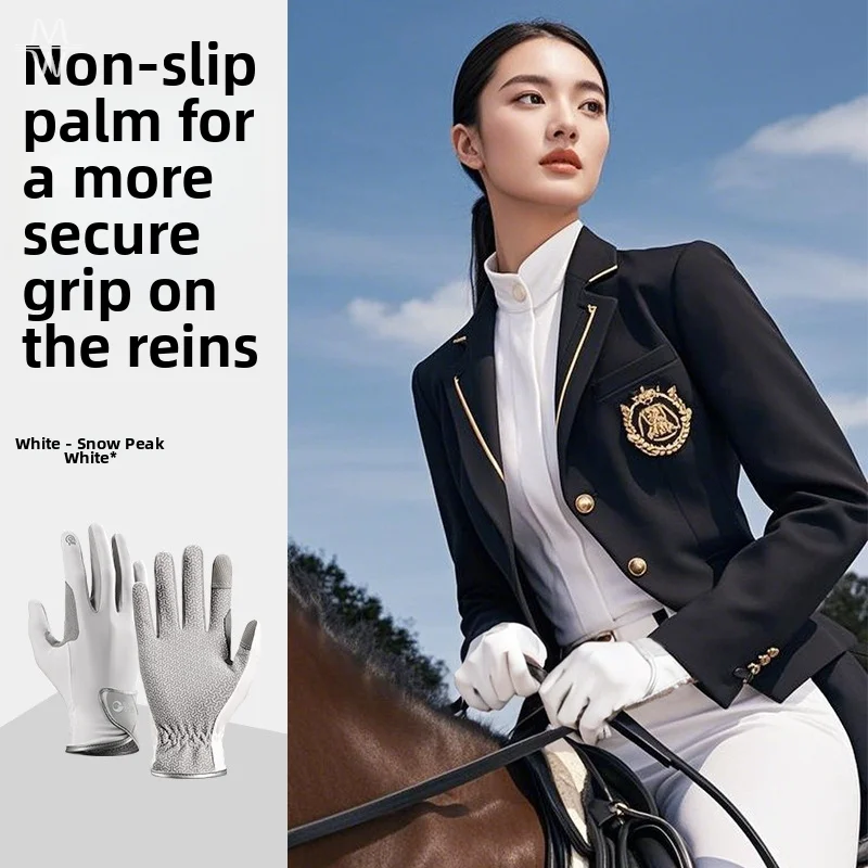 Men Women Breathable Non-Slip Horse Riding Gloves, Lightweight Sun Protection Wear-Resistant Equestrian Gloves