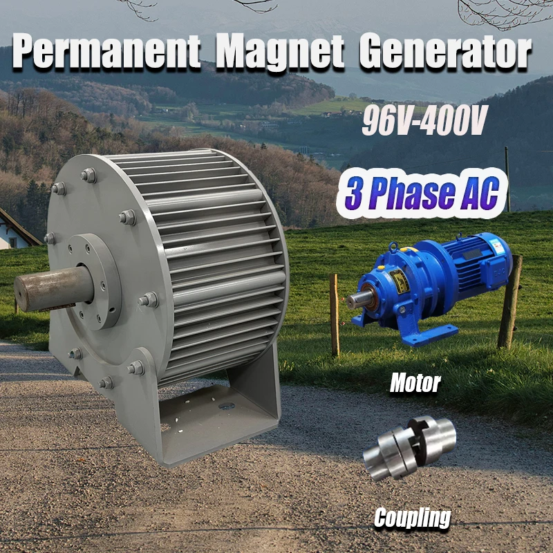 100KW Electric Generator 96V 120V 220V 380v Low RPM Alternator Permanent Magnet Generator With Drive Motor Hydro Turbine