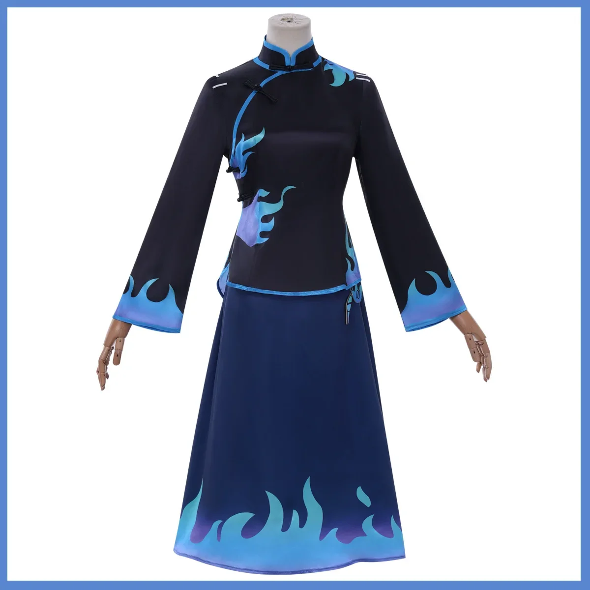 

Republic of China Style Game Identity Ⅴ Qi Shiyi Cosplay Costume Student Blue Cheongsam Dress Wig Woman Cute Campus Suit
