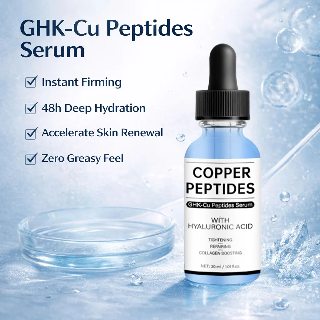 Kupferpeptid-Serum für das Gesicht, Straffend, Beruhigend, Kollagen-Stimulierend mit Hyaluronsäure Hautpflege, 30ml Serum für Frauen