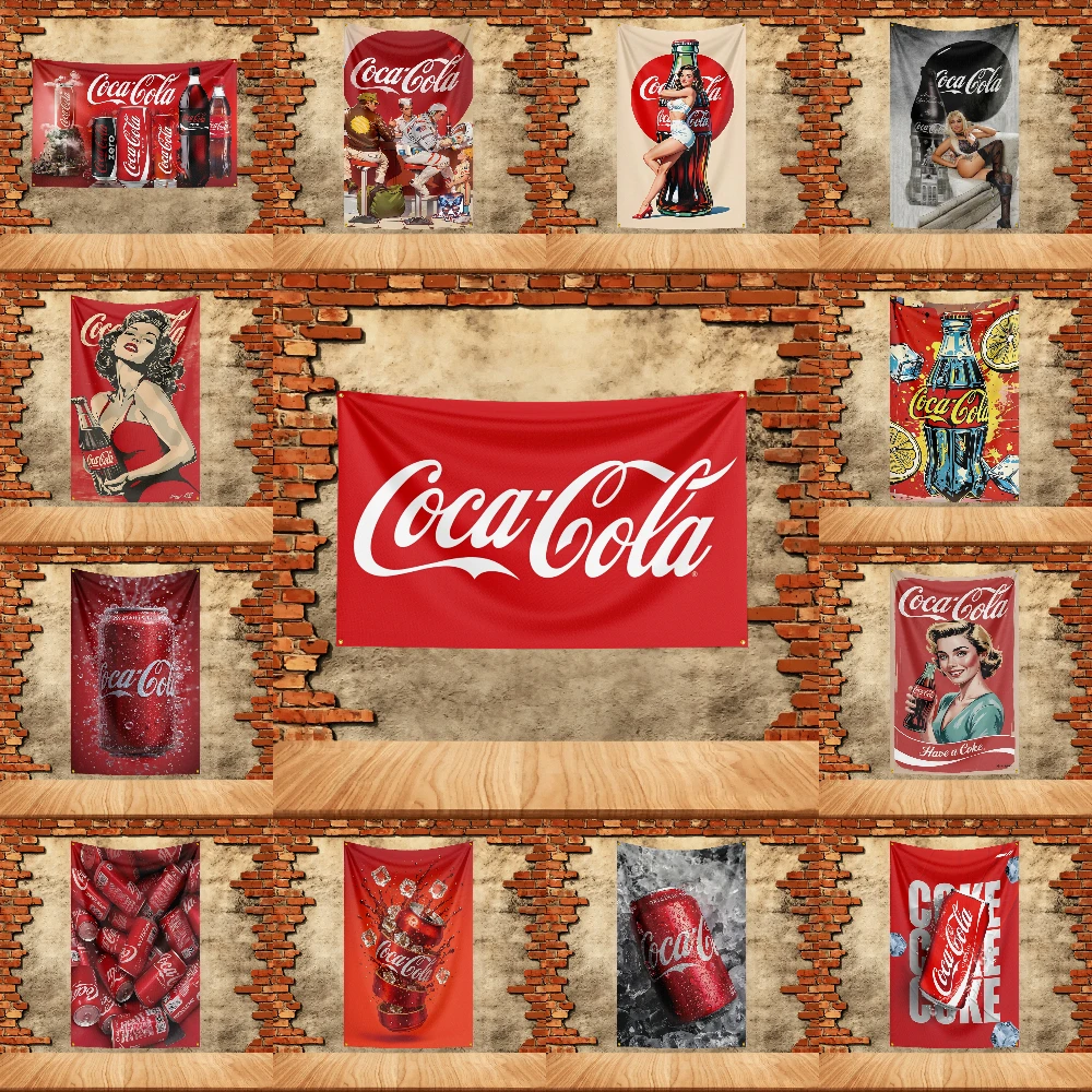 Vintage Flag  for Coke Cola Fans Banner HD Print Background Garage Bedroom Living Room Dorm Wall Decor Tapestry