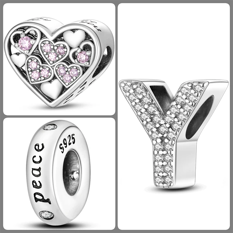 3 Stück 925 Sterling Silber Charm-Perlen-Set Mama Papa Schwester Katze Schmetterling Schleife Liebe Charms für DIY Armband Halskette Schmuckherstellung – Detail 29
