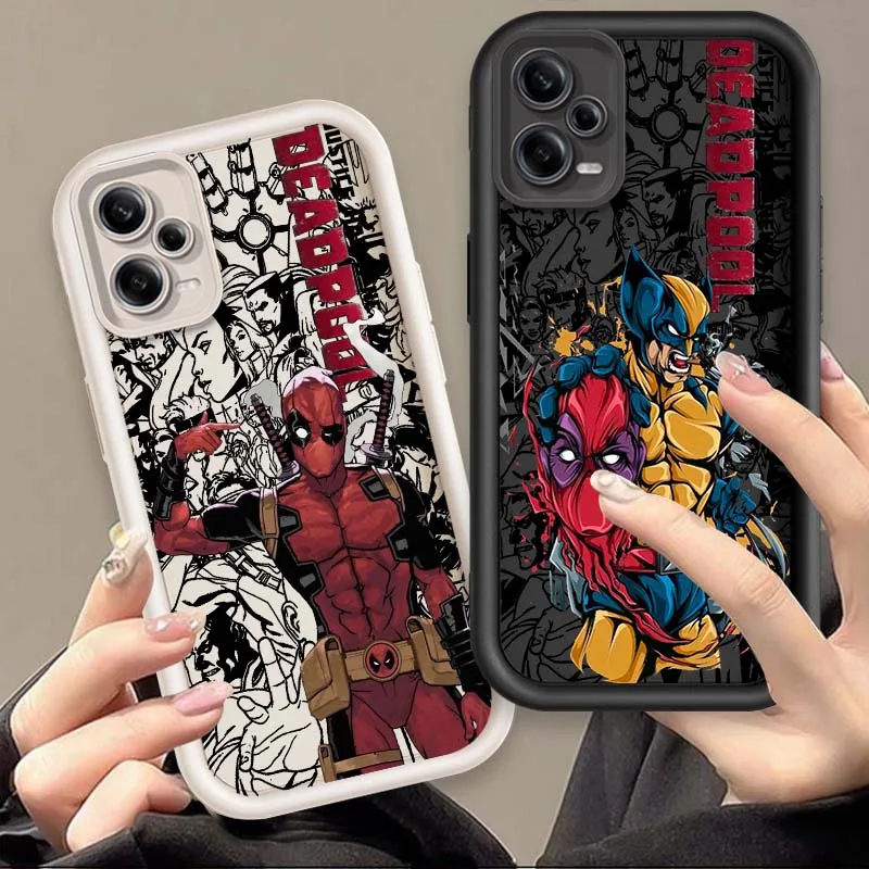

Marvel Deadpool Wolverine For Xiaomi Redmi Note 14 13 13R 12 12R 11 11E 11T 11S Pro Plus 5G Eye Ladder Cover