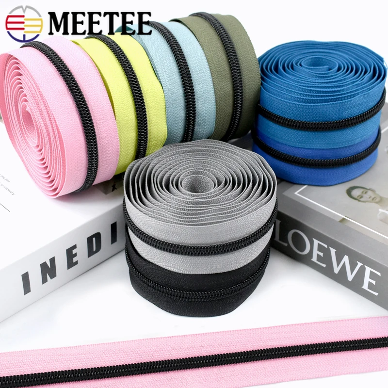

2/5/10M Meetee 5# Nylon Zipper Coil for Sewing Backpack Garment Closure Zippers Jacket Bag Replace Zips Repair Kits Accessories