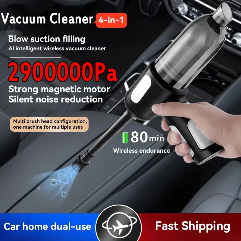 Wireless Car Vacuum Cleaner 2900000Pa Dual-purpose High Powerful Mini Charging Home Car Sofa Pet Hair Portable Cleaner Tool