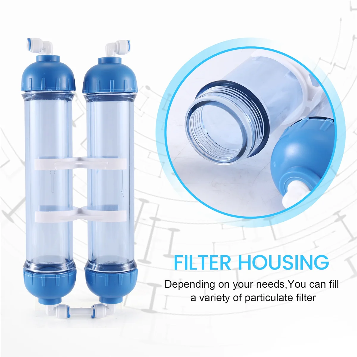 Waterfilter 2 Stuks T33 Cartridge Behuizing Diy T33 Shell Filter Fles 4 Stuks Fittingen Waterzuiveraar Voor Omgekeerde Osmose Systeem