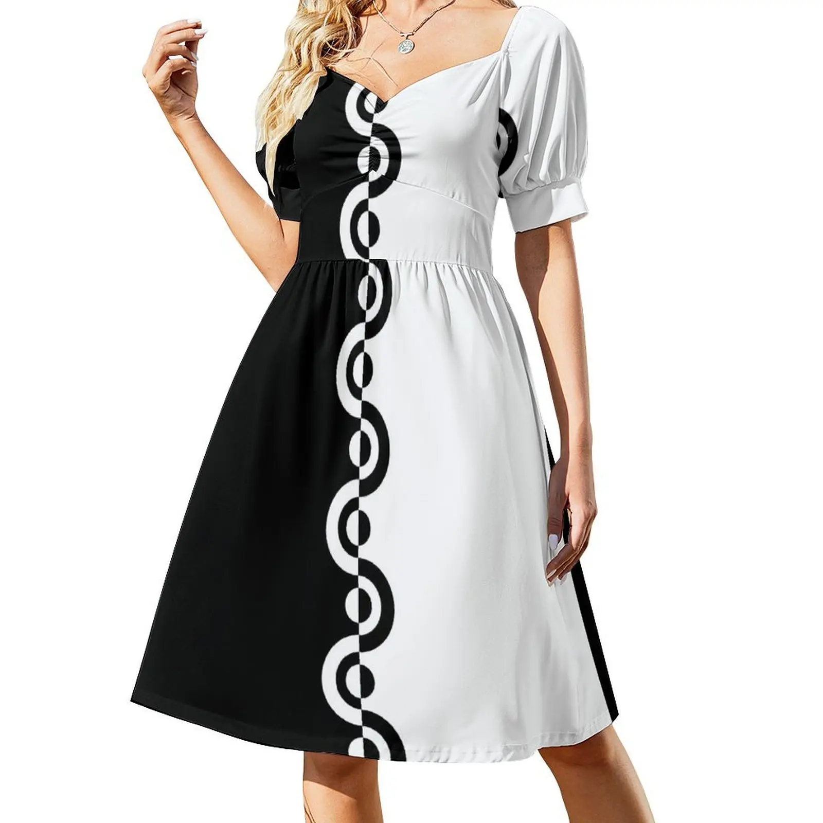 

Black & White 60's Two Tone Mod Ska Pattern Short Sleeved Dress dresses for women 2025 luxury designer party fairy dress Dress