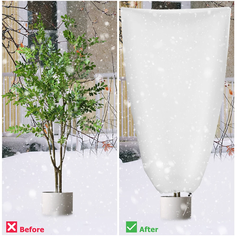

Winter Plant Covers Non woven Frost Protection Trees Outdoor Adjustable Drawstring Durable Practical Plant Protective Cover