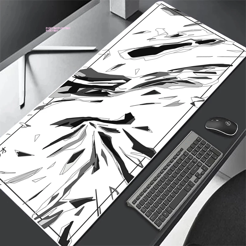 Tapete de rato preto e branco grande empresa mousepad tapete de teclado xxxl tapetes de rato 31.4x11.8in tapete de mesa de borracha pffoce design