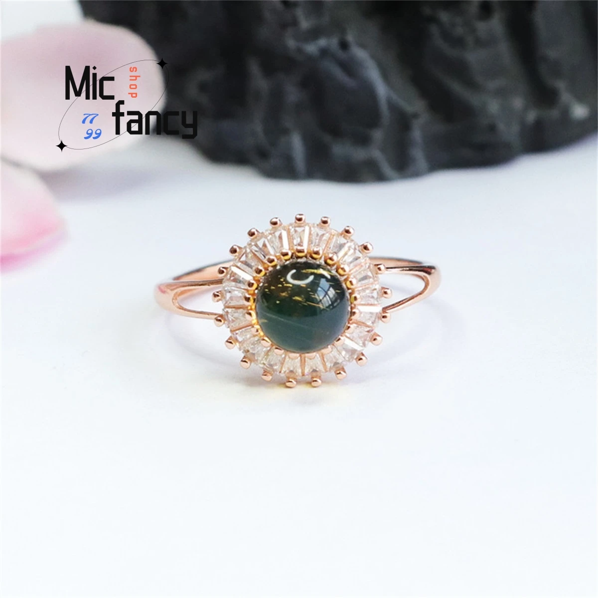 

Natural S925 Silver Inlaid Pure Water Blue Amber Ring Simple and Generous Personality Retro Style Charm Fashion Couple Jewelry